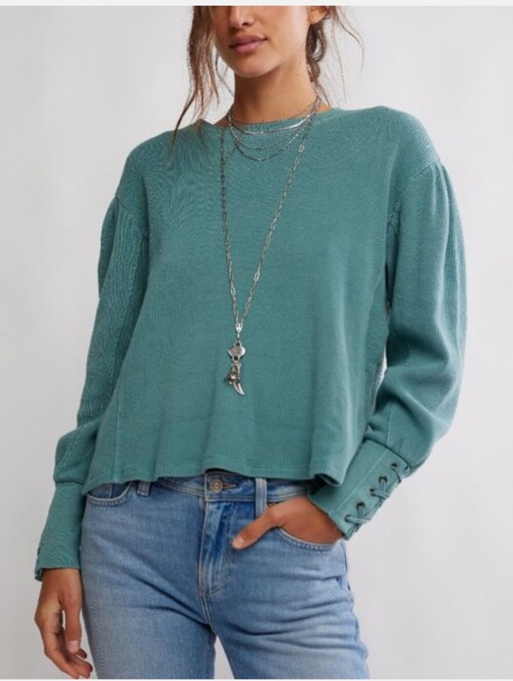 NWT We The Free Lapis Cuff Long Sleeve Top XS